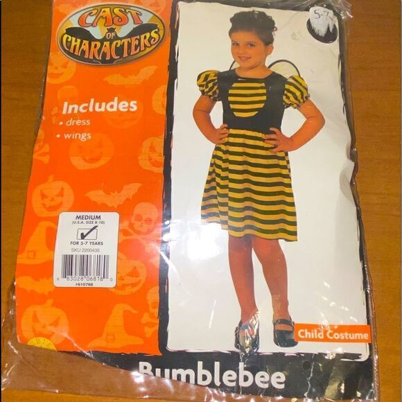 Nwt bumblebee costume includes dress and wings size girls meduim - Picture 1 of 2